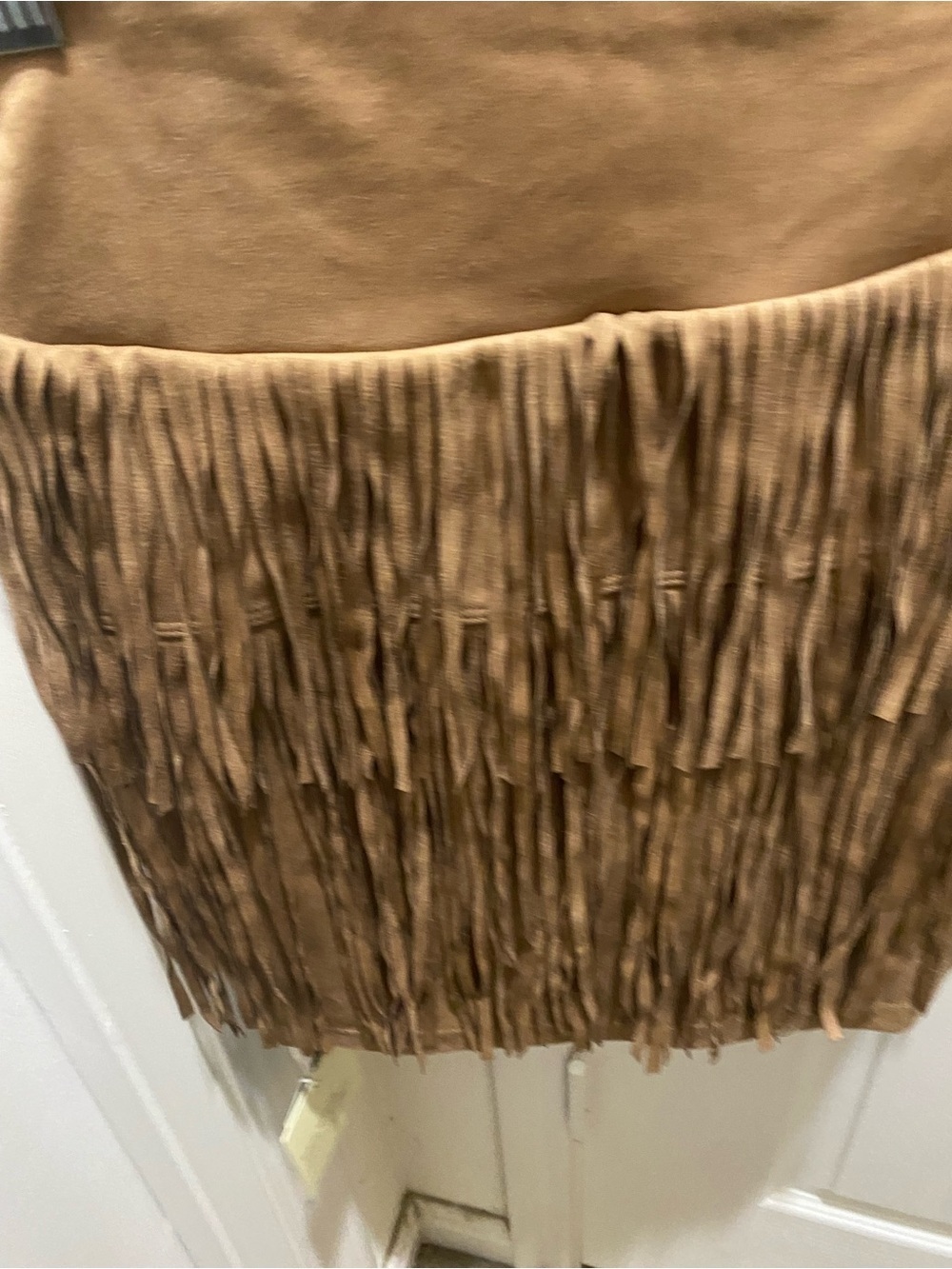 HALARA Crossover High Waisted 2-in-1 Fringe Hem Bodycon Mini Skirt Taupe XS - Picture 9 of 11